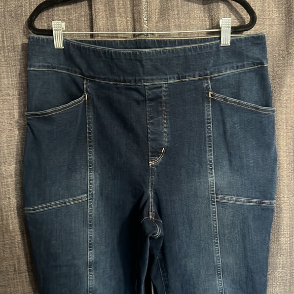 Duluth trading co pull on elastic waistband size 16 skinny jeans seam front - Picture 2 of 5